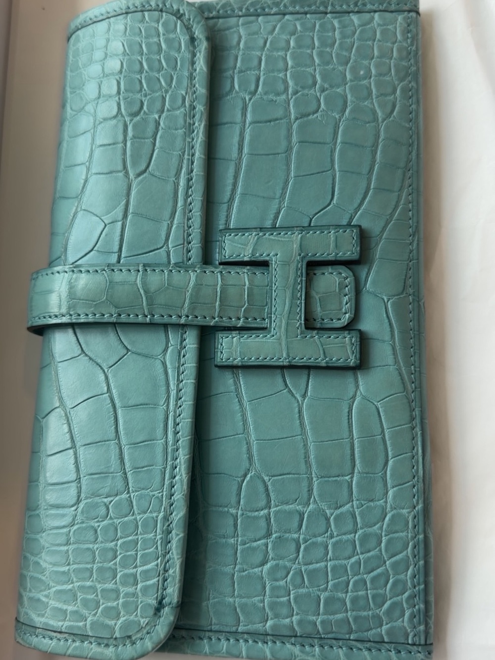 Hermes Jige Duo Mimosa Matte Alligator blue.